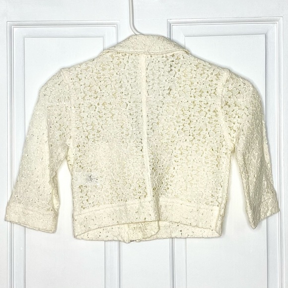 Cherokee Girls Cream Lace Crop Moto Jacket - M 7/8 - Picture 2 of 6